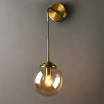 Golden Round Glass Wall Sconce: Modern Nordic Lighting Fixture for Home Decor