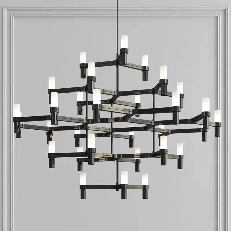 Afralia™ Metal Pendant Chandelier LED Lighting Fixture for Modern Luxury Foyer, Stairs & Indoor