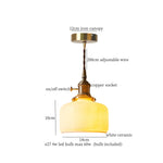 Ceramic LED Pendant Light: Modern Brass Hanging Lamp for Home Decor