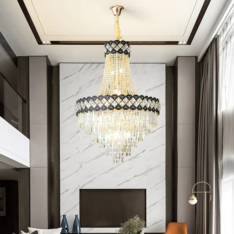 Crystal Chandelier Spiral Staircase Living Room Lamp Texture Design