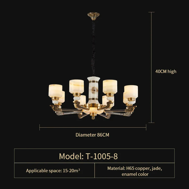 Luxury Zinc Alloy Jade Chandelier for Living Room, Villa, and Restaurant