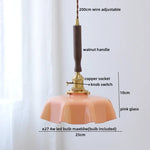LED Walnut Copper Pendant Light with Knob Switch - Modern Style Lighting Fixtures