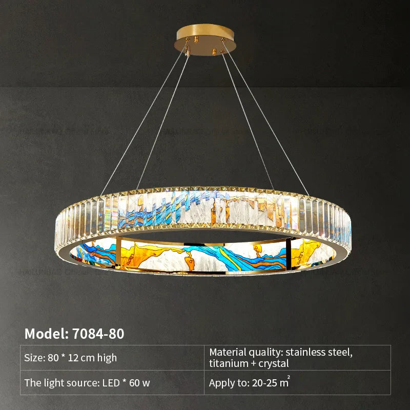 Crystal Chandelier Ring Light Modern Elegant Dining Living Room Lighting