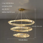 Luxury Gold Crystal Pendant Lights Dimmable LED Modern Living Room Fixture