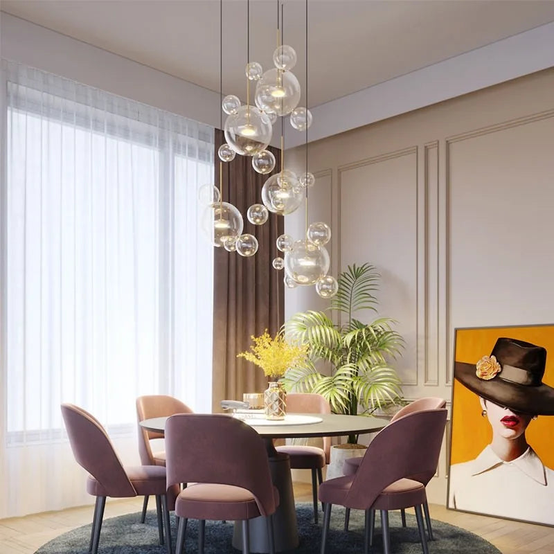 Glass Bubble Chandelier Customized Pendant Light for Living Room Atmosphere