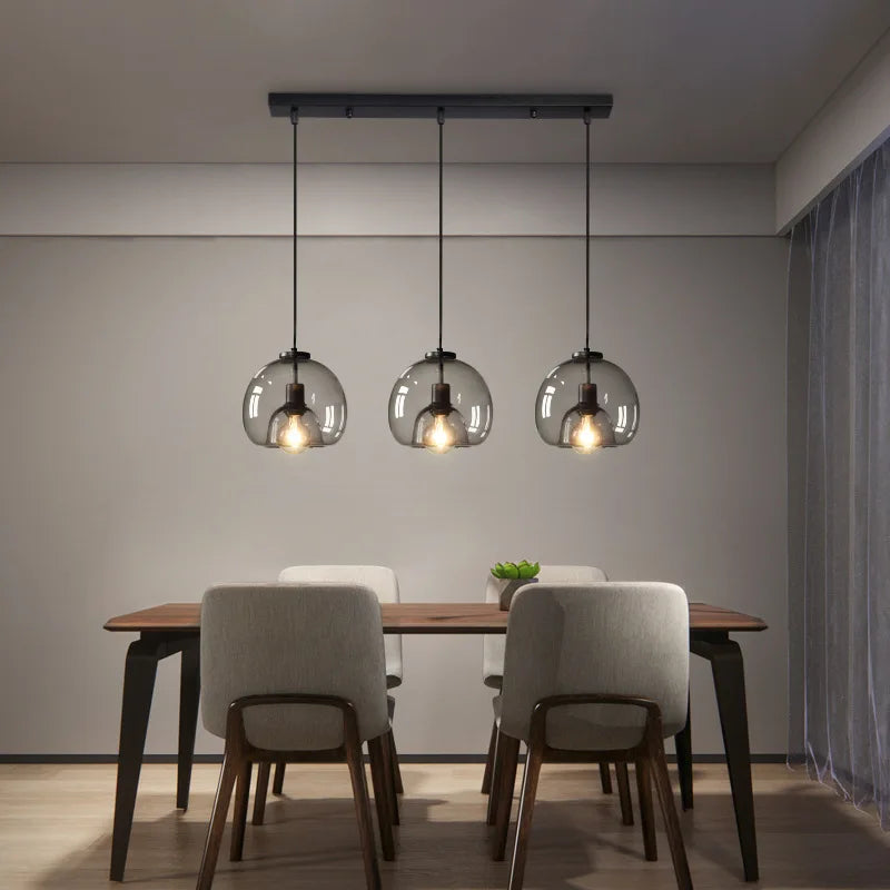 Glass Pendant Lights: Stylish LED Chandeliers for Dining Room, Kitchen, and Restaurant Tables
