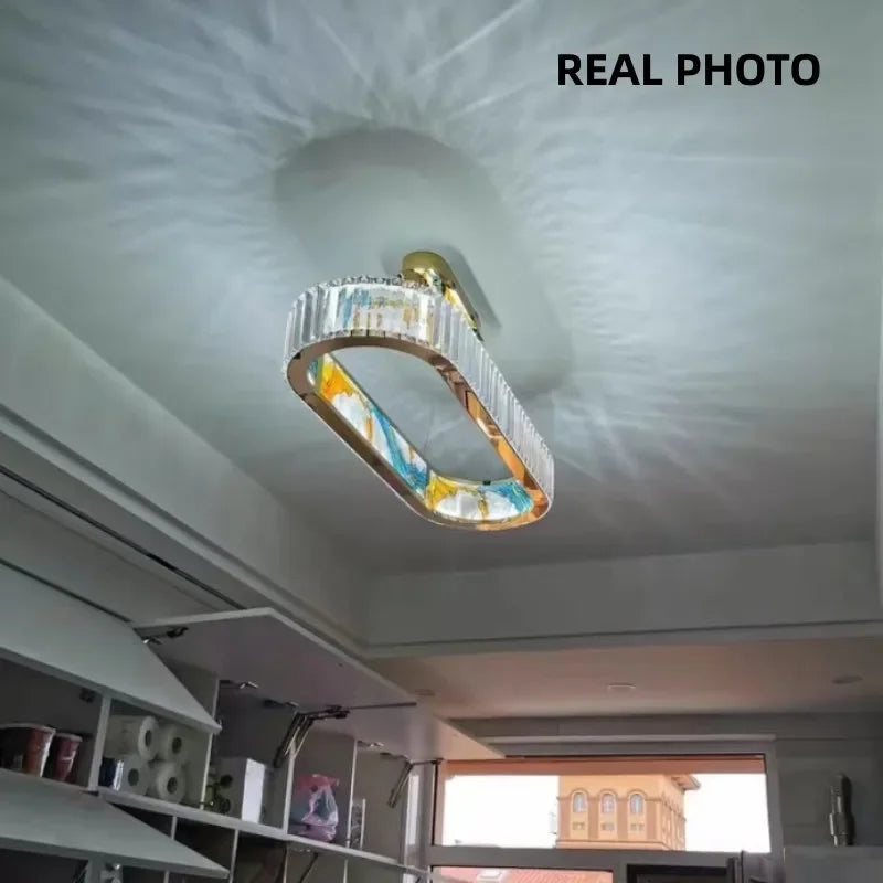 Circle Steel LED Pendant Chandelier, Modern Dimmable Lighting for Living Room Home Decor