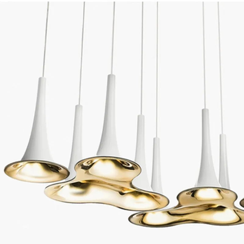 Minimalist Gold & White Pendant Light for Living Room & Bedroom