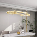 Oval Steel LED Pendant Lights with K9 Crystals