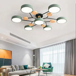 Modern LED Ceiling Lamp - Wood Round Ceiling Lights Macaron Chandelier