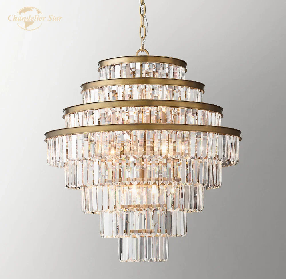 Crystal Pendant Chandeliers Modern Round Hanging Lamps for Bedroom & Living Room
