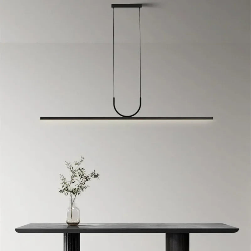 Black LED Ceiling Chandelier for Dining Room Kitchen Island - Modern Hanging Fixture
