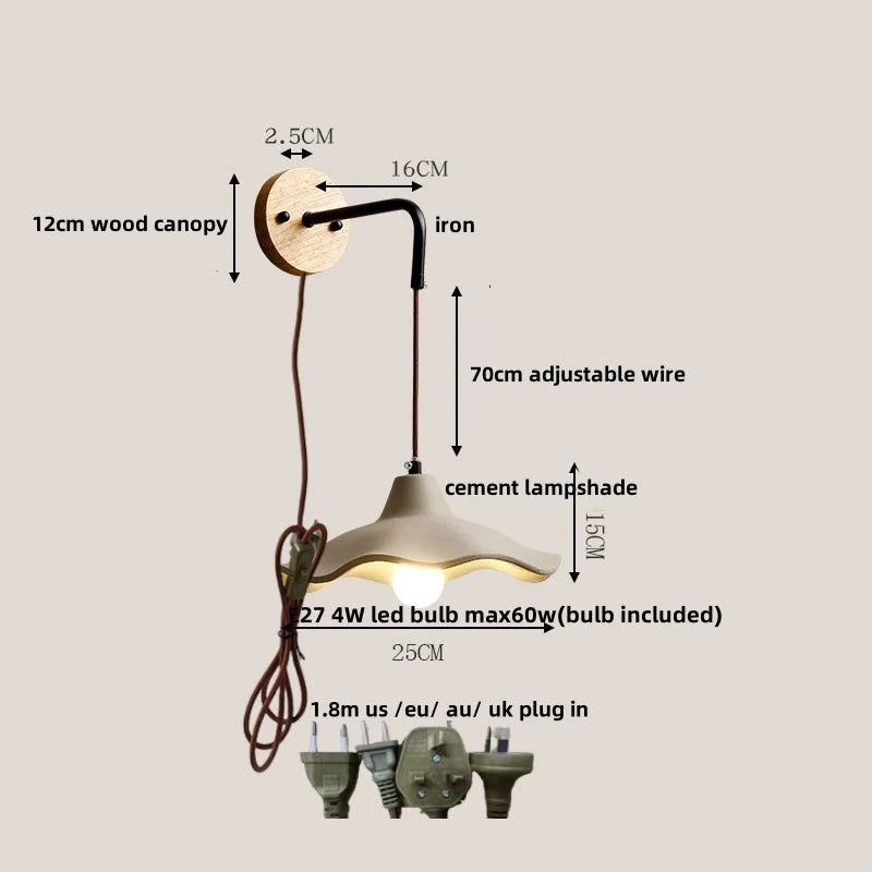 Afralia™ Loft Wood LED Wall Light with Pull Chain Switch for Home Decor