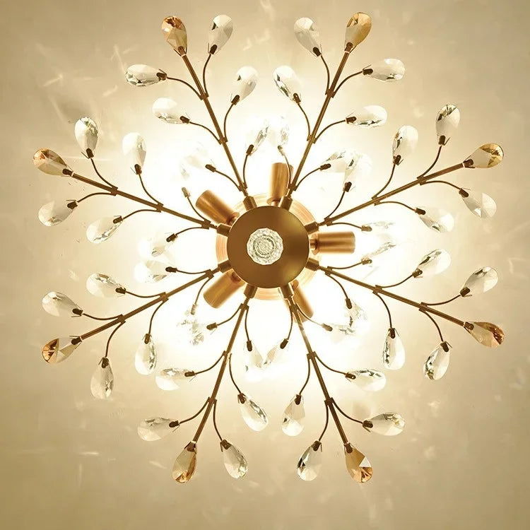 Crystal Tree Chandelier Ceiling Light for Bedroom with LED E14 Bulbs