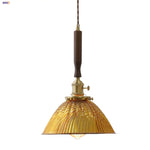Afralia™ Walnut LED Pendant Light | Nordic Modern Glass Hang Lamp with Brass Knob Switch