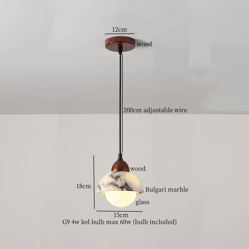 Iron Marble LED Pendant Light Fixture Modern Hanging Lamp Interior Decor