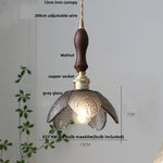 White Globe Glass LED Pendant Light Fixture with Walnut Wood, Adjustable, Nordic Modern Style