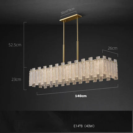 Art Deco Golden Copper Glass Chandelier LED Lighting Fixture