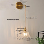 Clear Glass LED Wall Light with Pull Chain Switch for Modern Decor