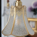 Walnut Wood & Copper Glass Pendant Light Fixture, LED Dining Room Luminaire