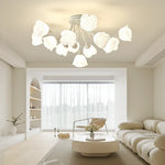 White Flower Ceiling Light: Modern, Chic, Ideal for Living Room, Bedroom, Dining Room