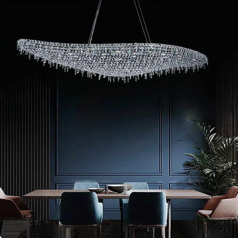 Crystal Pendant Chandelier: Modern Dimmable Lighting for Living Room, Bedroom, Foyer