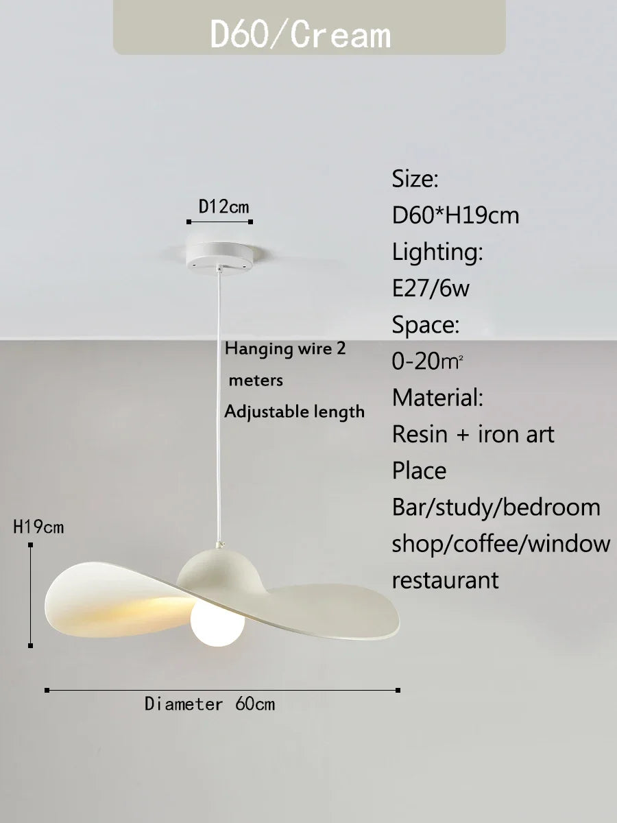 Nordi Cream Pendant Lights Hat Chandelier for Home Decor