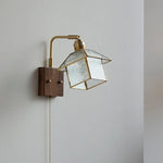 Vintage LED Wall Lamp Sconce with Rotatable Glass Shade & Pull Chain Switch