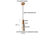 Terrazzo Brown Wood LED Pendant Light Fixture Stone Hanging Lamp