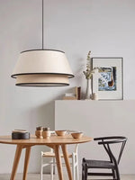 Tiered Drum Fabric Chandelier: Japanese Wabi Sabi Ceiling Light for Home Decor