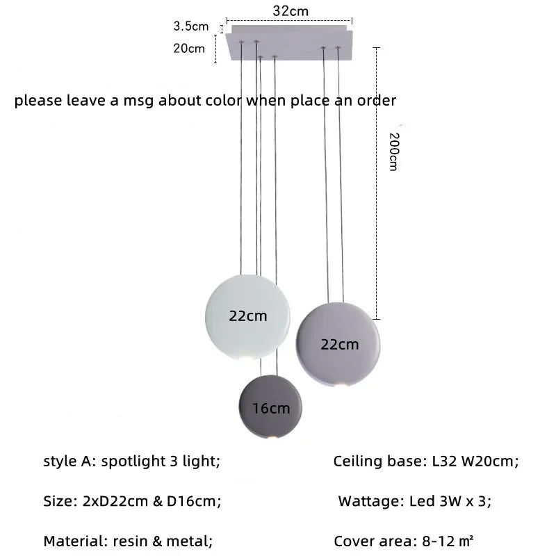 Nordic Bar Modern LED Pendant Light Resin Lustre Dining Room Hanging Lamp