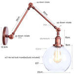 Adjustable Glass Swing Arm LED Wall Sconce with Pull Chain Switch