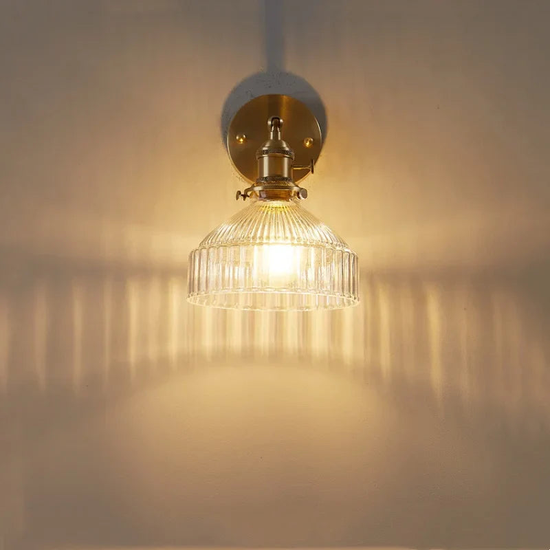 Clear Glass Copper Socket LED Wall Lamp with Pull Chain Switch