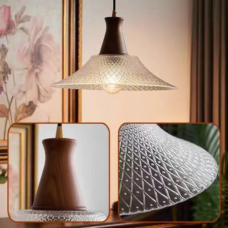Vintage Glass LED Pendant Lights: Bedroom Living Room Hanging Lamp Lighting