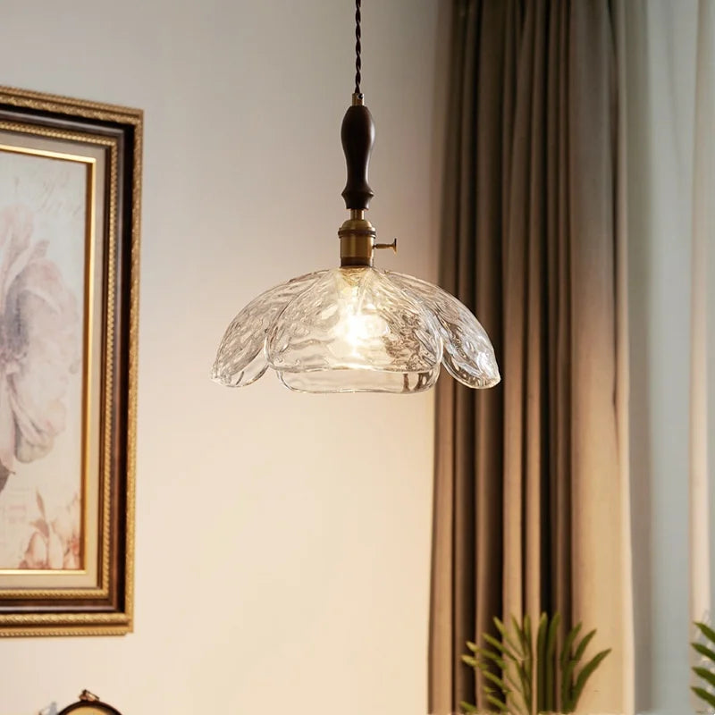 Clear Glass Pendant Lamp Japanese Style LED Hanging Lights