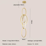 Gold Steel Pendant Light for Home Decor & Bar, Stylish LED Hanging Lamp