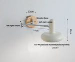 Rotating LED Wall Sconce with Pull Chain Switch, Wood Base Bedside Lamp