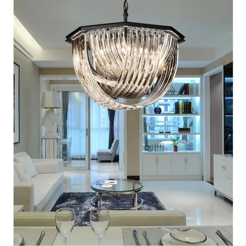 Afralia™ Black Metal E14 Led Pendant Lights: Retro Loft Chain Hanging Lamp for Living Room
