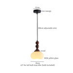 Wood Glass LED Pendant Lamps | French Vintage Hanging Light