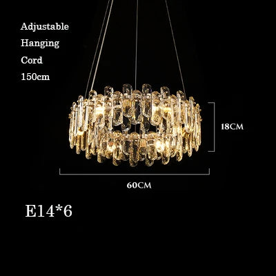 Crystal Dimmable Pendant Light Luminaire for Living Room Bedroom