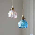 Afralia™ Pink Flower Glass LED Pendant Light Fixture - Modern Nordic Hanging Lamp