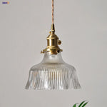 Clear Glass LED Pendant Lights with Copper Knob Switch for Dining Room