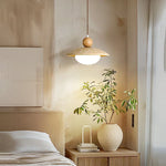 LED Pendant Lamp White Glass Wire Adjustable Travertine Hanging Lights