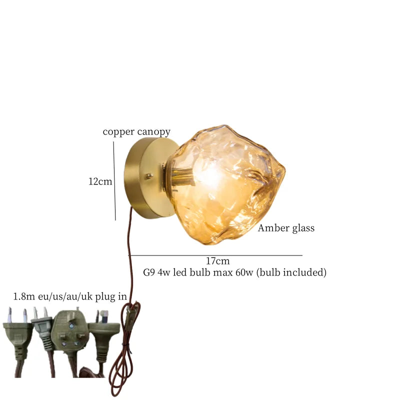 Grey Glass LED Wall Lamp for Home Decor and Lighting