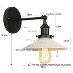 White Glass LED Wall Light Sconce Vintage Bedroom Lamp Industrial Wall Lights