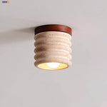 LED Wood Yellow Travertine Ceiling Light - Modern Style for Home Decor