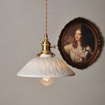 Copper Ceramic LED Pendant Lights Walnut Wood Hang Lamp