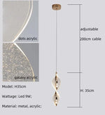 Spiral Gold LED Chandelier Acrylic Pendant Lights for Modern Bedside Stairs