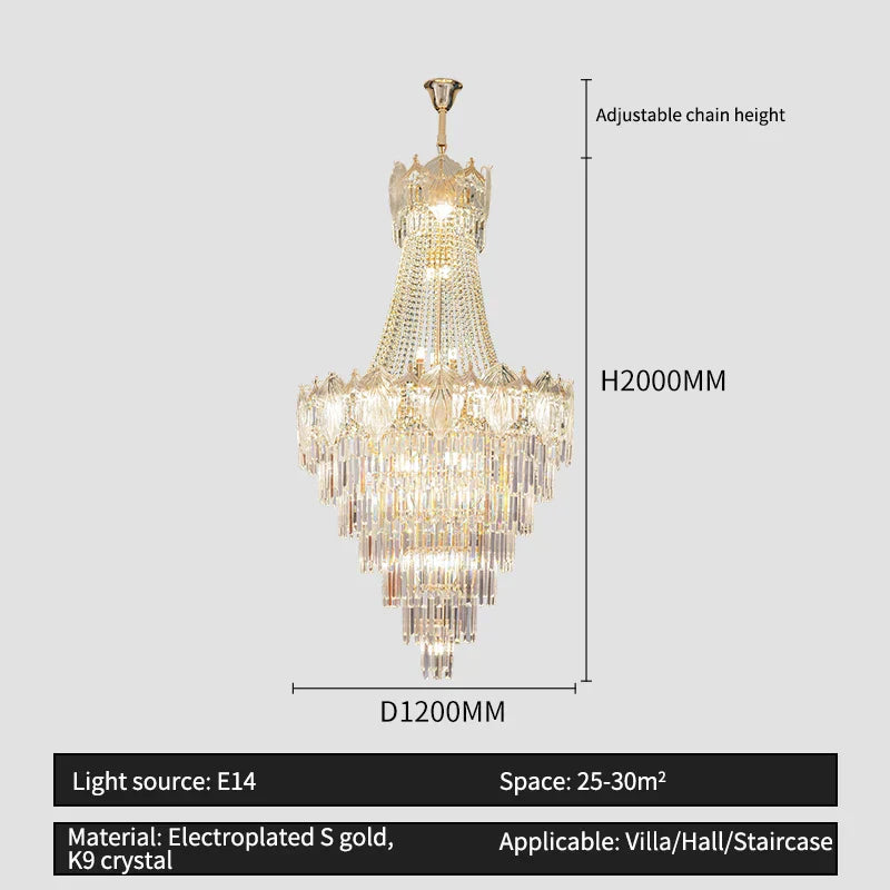 Elegant Simple Staircase Chandelier LED Livingroom Villa Creative Hotel Lighting
