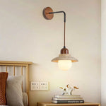 White Glass LED Wall Lights Modern Bedside Lamp Sconce with Pull Chain Switch